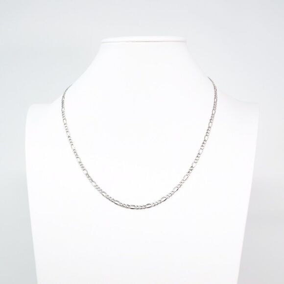 14k White Gold Figaro Chain. 20 inches - Picture 1 of 11
